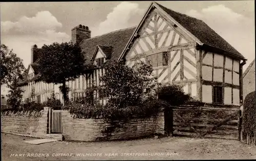 Ak Wilmcote near Stratford Upon Avon Warwickshire England, Mary Arden's Cottage