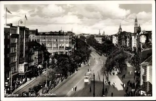 Ak Hamburg Mitte St. Pauli, Reeperbahn, Straßenbahn