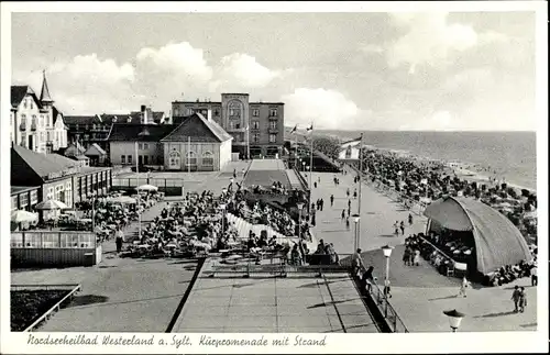 Ak Westerland auf Sylt, Kurpromenade mit Strand