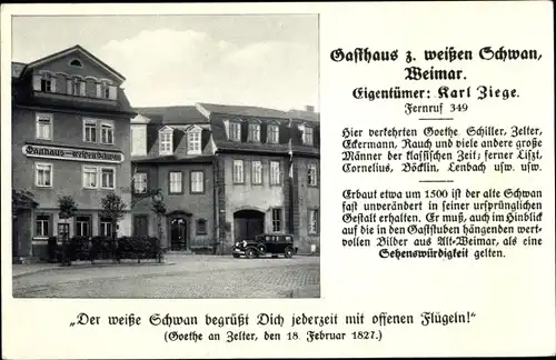 Ak Weimar in Thüringen, Gasthaus Zum Weißen Schwan