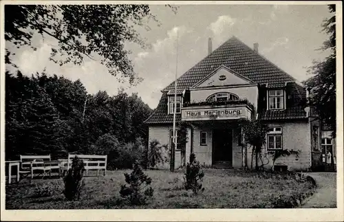 Ak Niederkleveez Bösdorf in Schleswig Holstein, Haus Marienburg, Gartenpartie