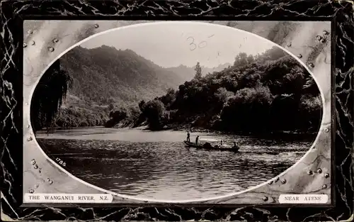 Präge Passepartout Ak Atene Neuseeland, The Wanganui River, Flusspartie, Landschaftspanorama
