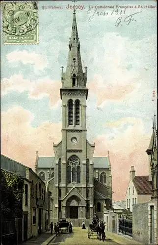 Ak Saint Helier Jersey Kanalinseln, La Cathédrale Française