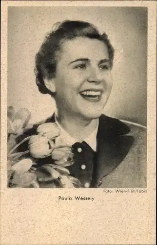 Ak Schauspielerin Gerda Wessely, Portrait mit Tulpenstrauß, Ross Verlag 