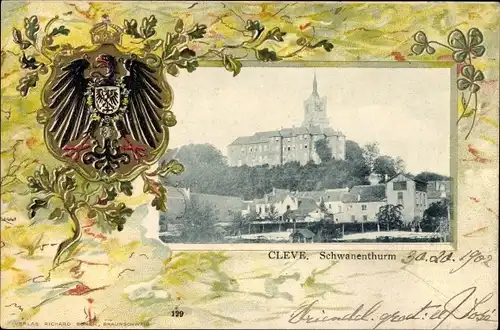 Präge Wappen Passepartout Ak Kleve am Niederrhein, Ansicht vom Schwanenturm