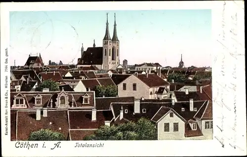 Leuchtfenster Ak Köthen in Anhalt, Blick über die Dächer der Stadt, Kirche
