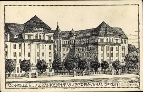 Künstler Ak Weber, Alb., Berlin Schöneberg, St. Norbert Krankenhaus