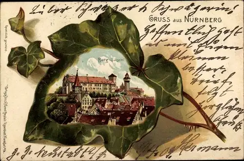 Präge Efeublatt Litho Nürnberg, Burg