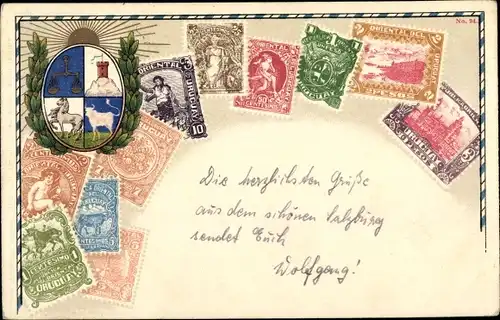 Briefmarken Wappen Ak Uruguay, Republica Oriental del Uruguay