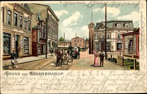 Litho Süderbrarup in Schleswig Holstein, Geschäft Diedrichsen, Th. Thomsen