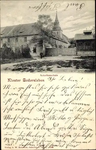 Ak Badersleben Huy Sachsen Anhalt, Kloster, Ackerbauschule