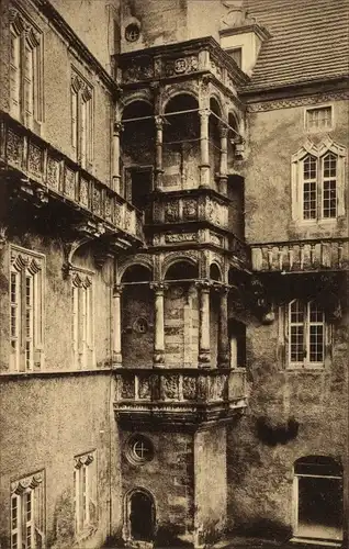 Ak Torgau an der Elbe Nordsachsen, Blick auf die Loggia am Schloss Hartenfels