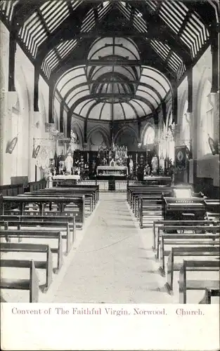 Ak Norwood London City, Convent of the Faithful Virgin, church, interior