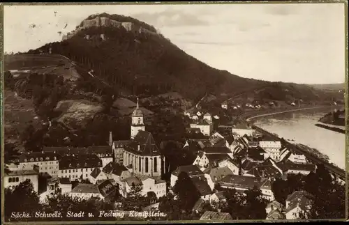 Ak Königstein an der Elbe Sächsische Schweiz, Stadt und Festung