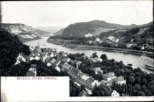 Ak Wehlen an der Elbe Sachsen, Blick über die Stadt hinweg