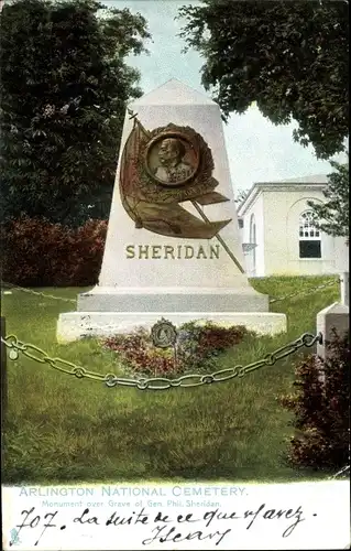 Ak Arlington Virginia USA, Arlington National Cemetery, Monument, Gen. Phil. Sheridan