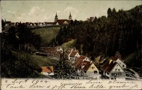 Ak Freudenstadt im Nordschwarzwald, Teilansicht von der Ortschaft