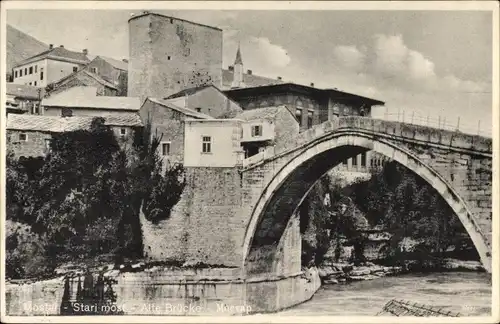 Ak Mostar Bosnien Herzegowina, Stari most, Alte Brücke