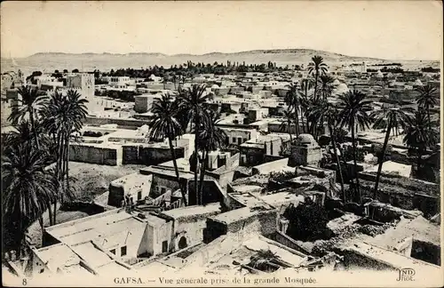 Ak Gafsa Tunesien, Vue générale prise de la grande Mosquée, Stadtpanorama, Neurdein Frères 8