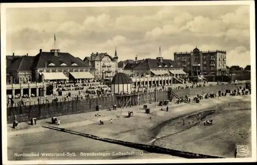 Ak Westerland auf Sylt, Strandanlagen, Luftbild