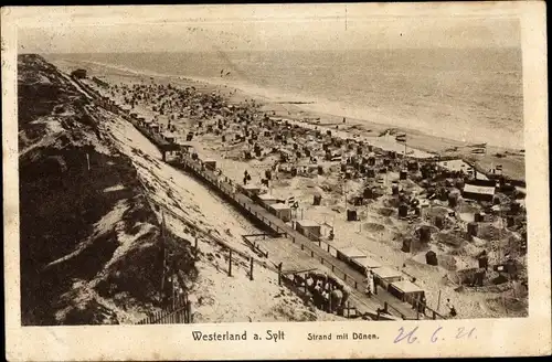 Ak Westerland auf Sylt, Strand mit Dünen