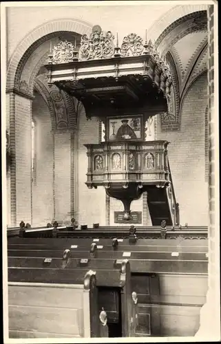 Foto Ak Ratzeburg in Schleswig Holstein, Redekanzel, Kirche, Innenansicht