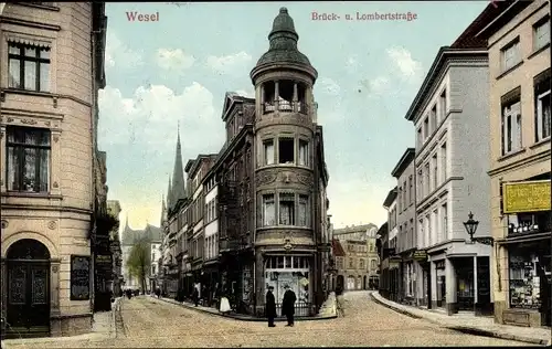 Ak Wesel am Niederrhein, Brückstraße, Lombertstraße, Geschäfte