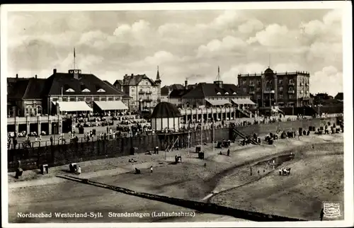 Ak Westerland auf Sylt, Strandanlagen, Luftbild