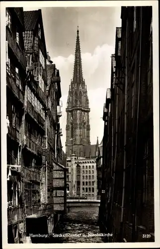 Ak Hamburg, Steckelhörnfleet und Nikolaikirche