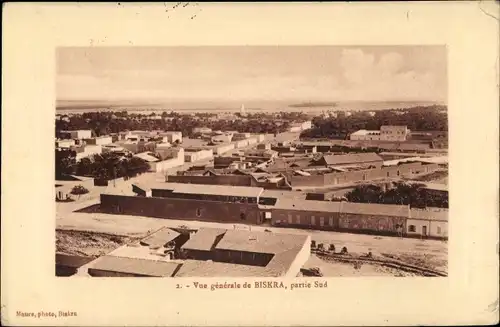 Ak Biskra Algerien, Vue generale, partie Sud, Blick auf den Ort