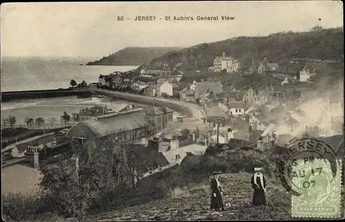 Ak St. Aubin's Jersey Kanalinseln, General view
