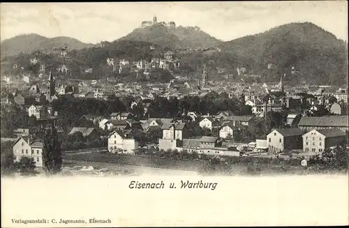 Ak Lutherstadt Eisenach in Thüringen, Wartburg, Panorama