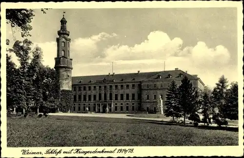 Ak Weimar in Thüringen, Schloss, Kriegerdenkmal