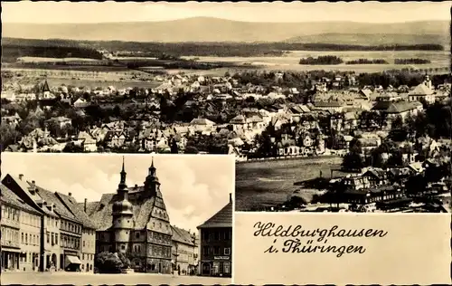 Ak Hildburghausen im Tal der Werra Thüringen, Panorama vom Ort, Rathaus