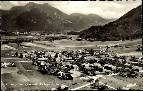 Ak Rottau Grassau Oberbayern, Luftbild vom Ort, Panorama