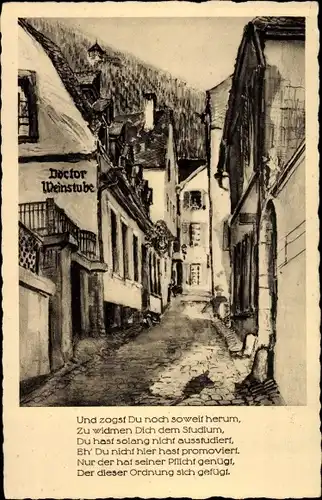 Künstler Ak Bernkastel Kues im Moseltal, Doktor Weinstube