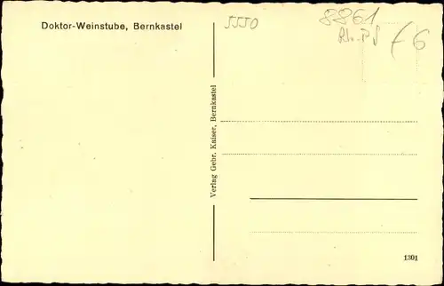 Künstler Ak Bernkastel Kues im Moseltal, Doktor Weinstube