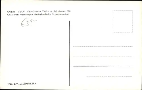 Ak Tanker Zuiderkerk, NV Nederlandse Tank en Paketvaart Mij.