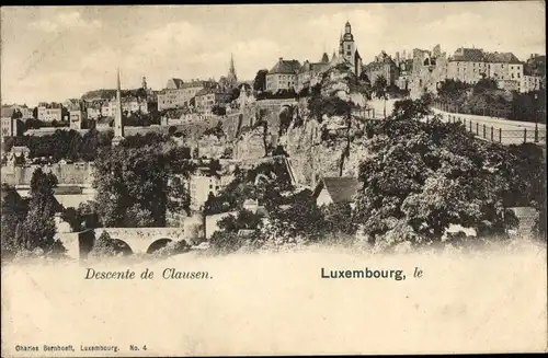 Ak Luxemburg, Descente de Clausen, Vue générale