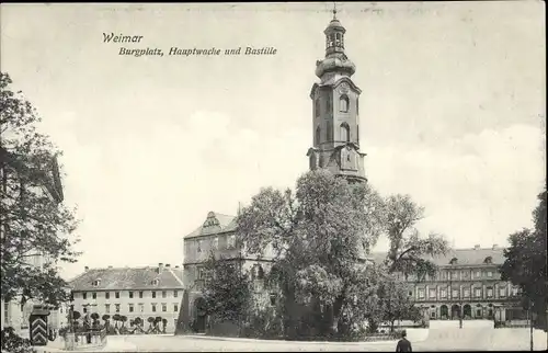 Ak Weimar in Thüringen, Burgplatz, Hauptwache, Bastille