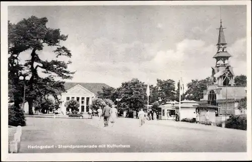 Ak Ostseebad Heringsdorf auf Usedom, Strandpromenade mit Kulturhaus