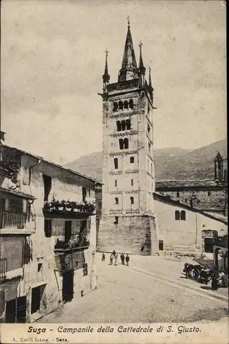 Ak Susa Piemonte Italien, Campanile della Cattedrale di S. Giusto