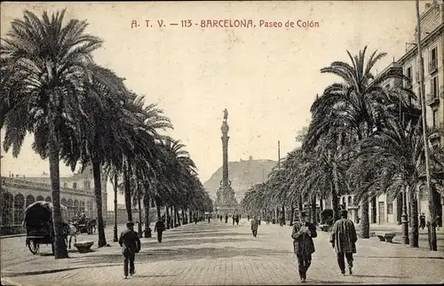 Ak Barcelona Katalonien, Paseo de Colón