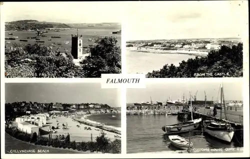Ak Falmouth Cornwall England, River Fal, Gyllyngvase Beach, Customs House Quay