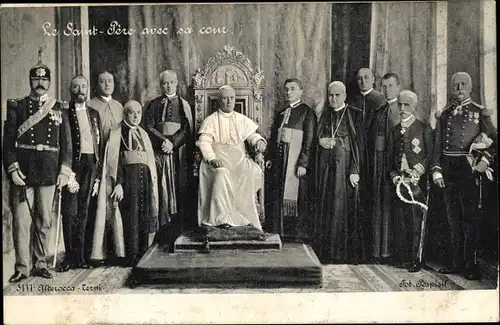 Ak Papst Pius X., Giuseppe Melchiorre Sarto, Saint Père avec sa cour