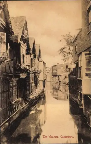 Ak Canterbury Kent England, The Weavers, Kanal in der Innenstadt