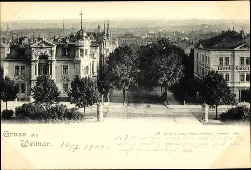 Ak Weimar in Thüringen, Straßenpartie, Hotel Kaiser