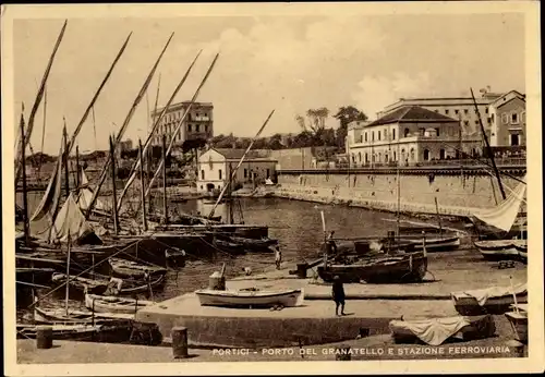 Ak Portici Campania, Porto del Granatello e Stazione Ferroviaria