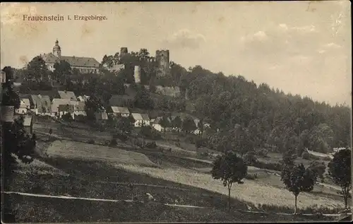 Ak Frauenstein im Erzgebirge, Panorama vom Ort