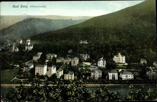 Ak Bad Ems im Rhein Lahn Kreis, Villenviertel, Gesamtansicht, Vogelschau, Hügellandschaft